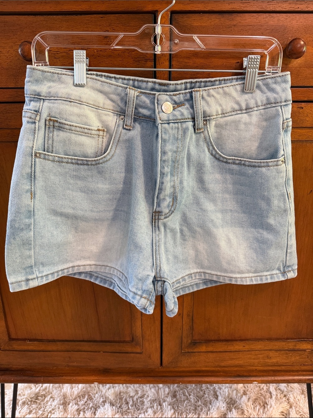 Musera Light Blue High-Rise Denim Shorts